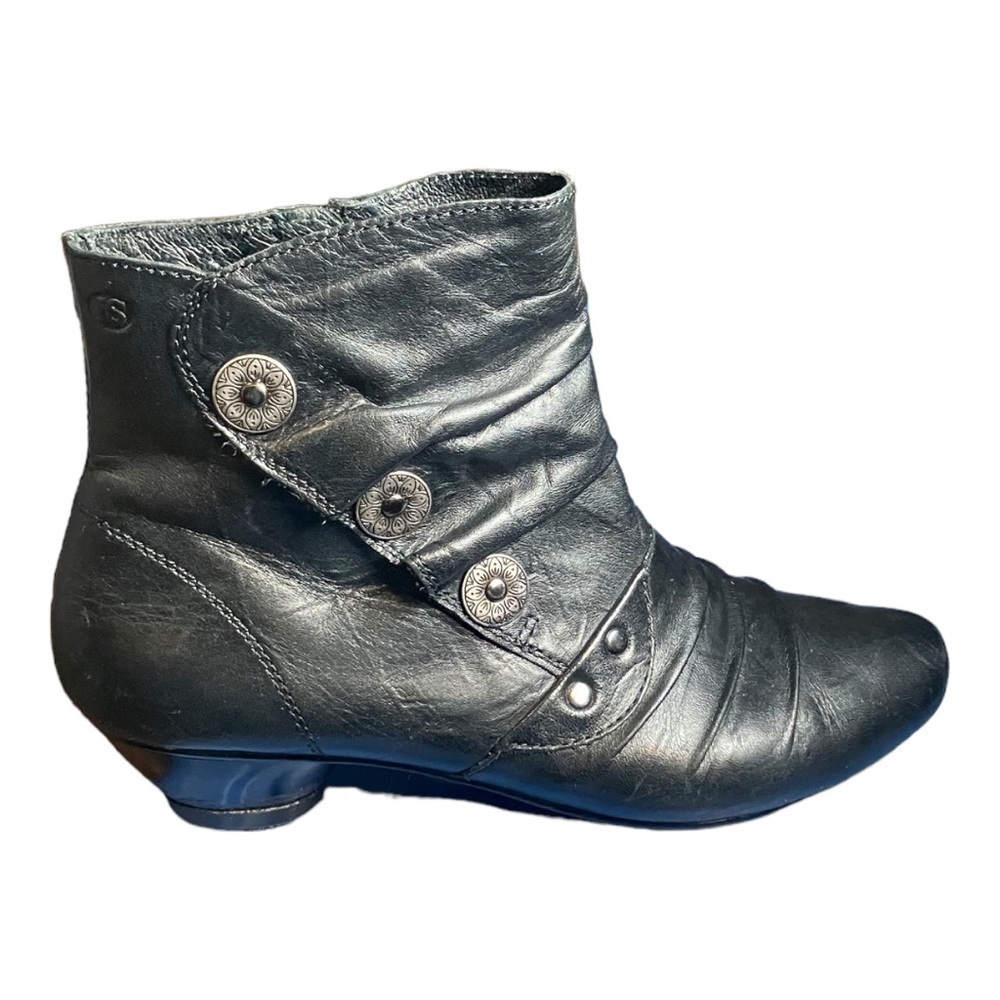 Josef Seibel Tina Black Leather Ankle Boots Side Zip Comfort Shoes EU 38 US 7 - Picture 3 of 16